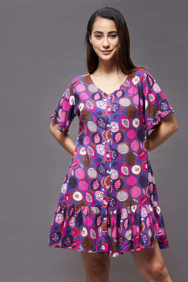 miss chase Printed V-Neck Rayon Women Dress-picture-19