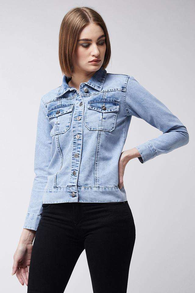 Solid Round Neck Cotton Women's Casual Wear Jacket