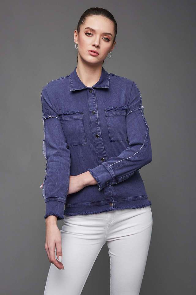 miss chase Solid Polo Denim Women's Casual Wear Jackets-picture-41