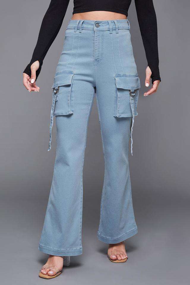 miss chase High Rise Acid Wash Denim Bootcut Fit Women's Jeans-picture-20