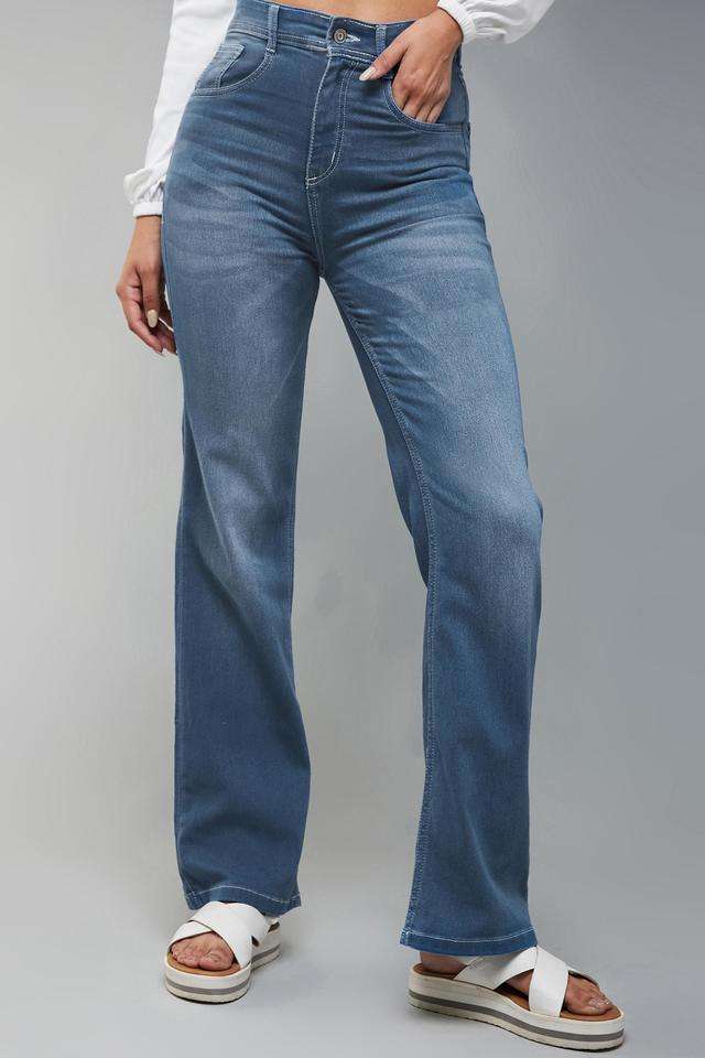 miss chase Mid Rise Light Wash Denim Relaxed Fit Women's Jeans-picture-18