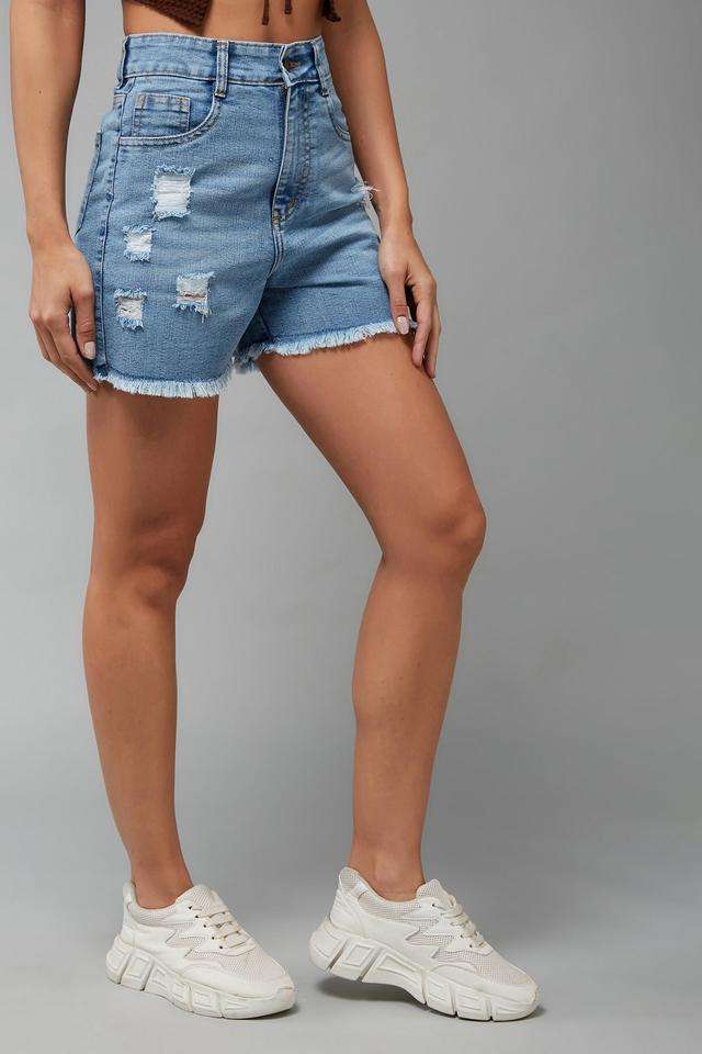 miss chase Relaxed Fit Above Knee Denim Women's Casual Wear Shorts-picture-28
