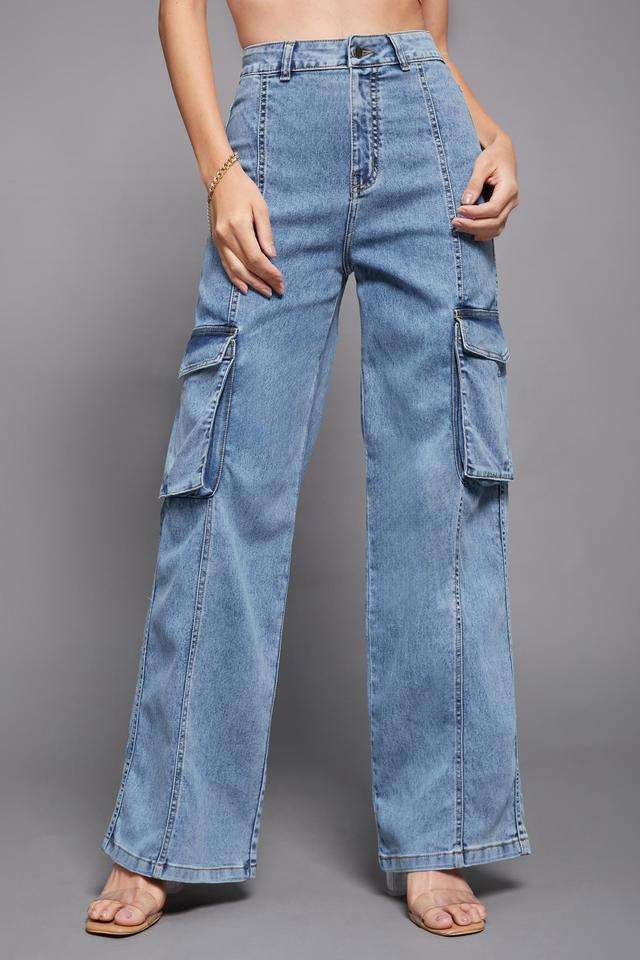 miss chase High Rise Acid Wash Denim Relaxed Fit Women's Jeans-picture-24