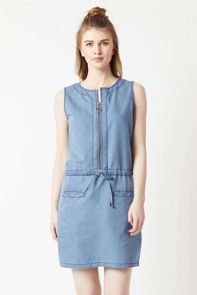 miss chase Solid Round Neck Cotton Women Dress-picture-36
