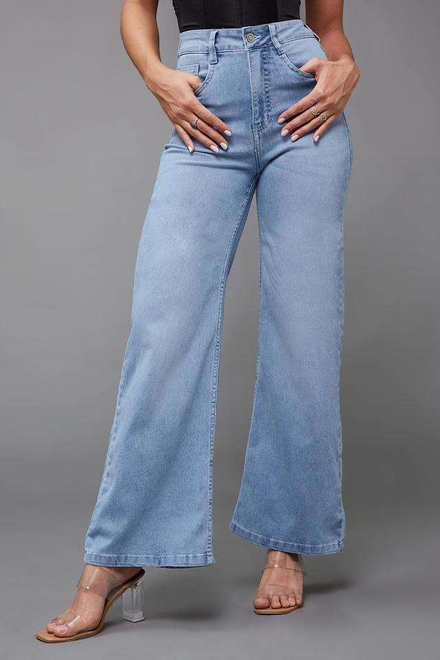 miss chase High Rise Light Wash Denim Relaxed Fit Women's Jeans-picture-35