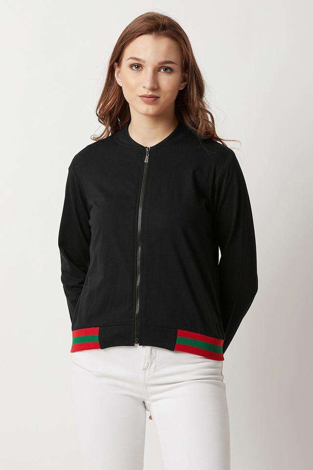 Solid Round Neck Blended Fabric Women's Casual Wear Jacket