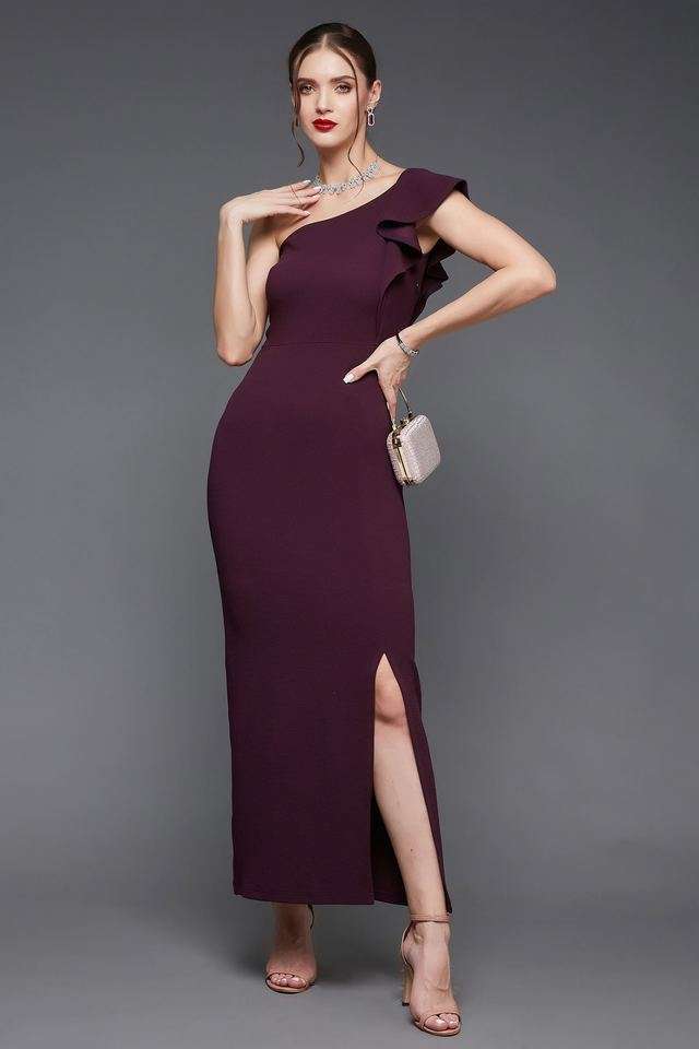 miss chase Solid One Shoulder Polyester Women Dress-picture-38