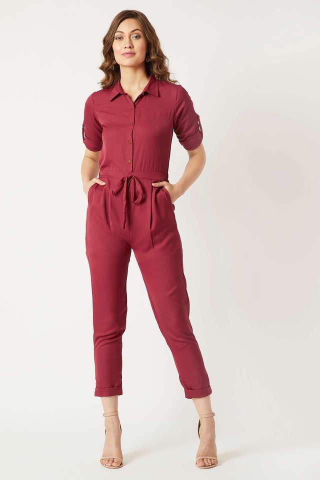 miss chase Solid Crepe Relaxed Fit Women's Jumpsuit-picture-31