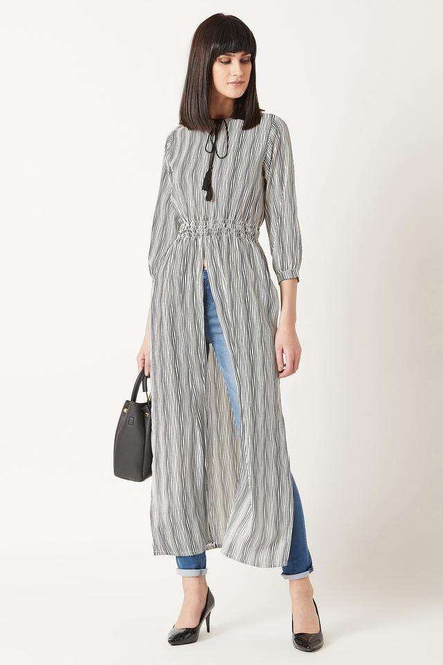 miss chase Stripes Crepe Round Neck Women Top-picture-24