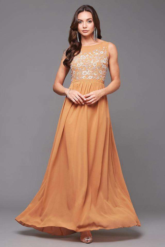 miss chase Embroidered Boat Neck Georgette Women Dress-picture-18