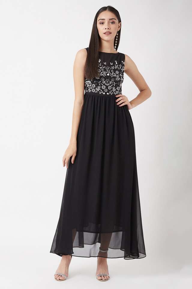 miss chase Solid Boat Neck Georgette Women Dress-picture-23