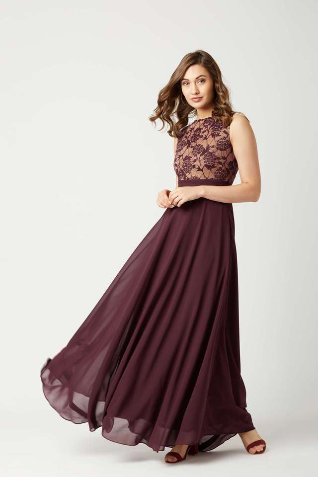 miss chase Floral Round Neck Georgette Women Dress-picture-23