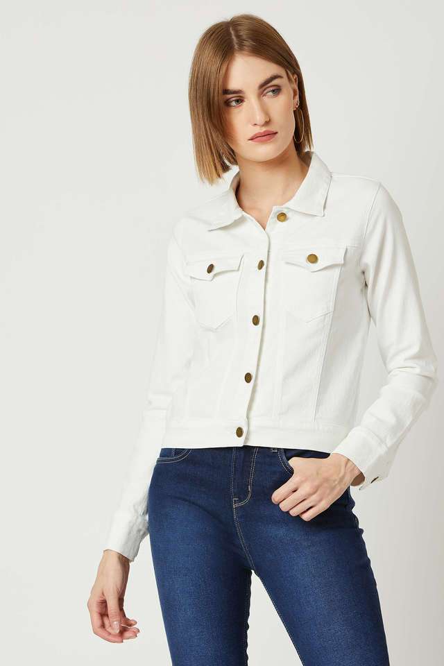 miss chase Solid Collared Denim Women Casual Wear Jacket-picture-12