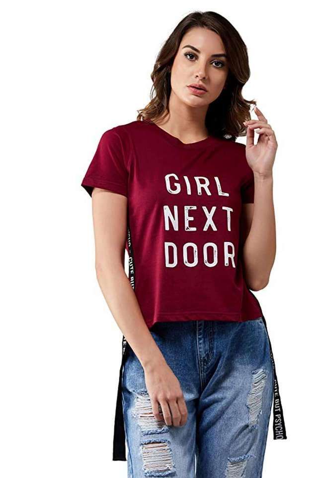 miss chase Typographic Cotton Round Neck Women T-Shirt-picture-13