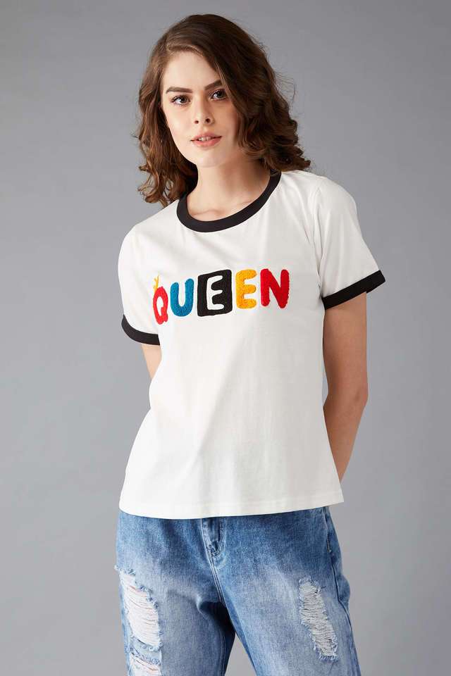 miss chase Printed Cotton Round Neck Women T-Shirt-picture-19