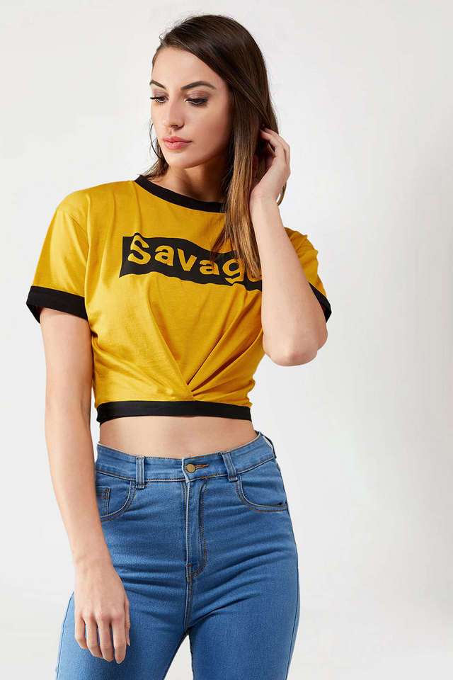 miss chase Typographic Cotton Round Neck Women T-Shirt-picture-37