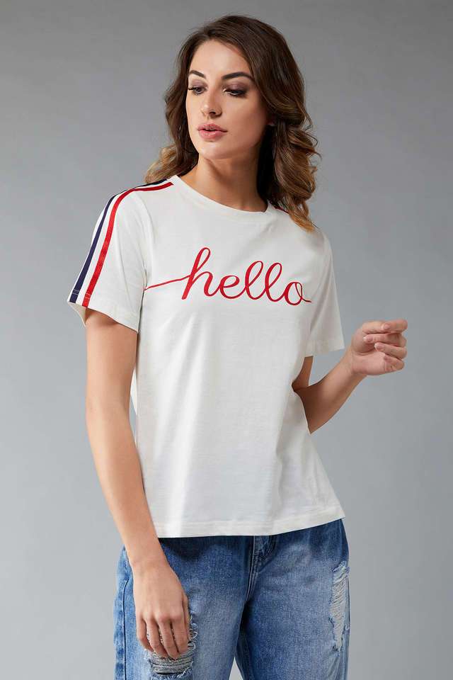 Typographic Cotton Round Neck Women T-Shirt-image-27