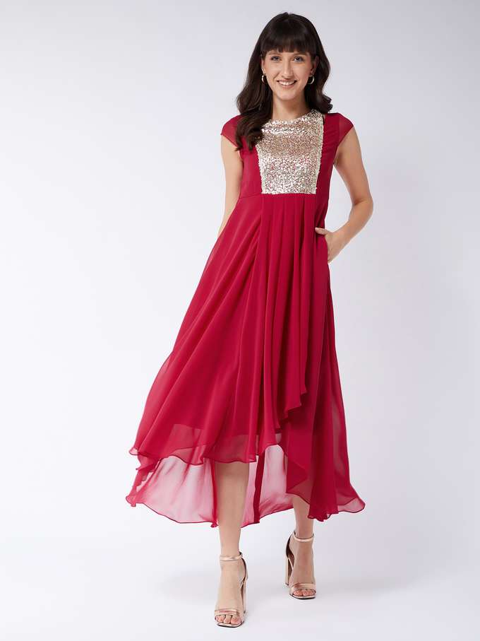 miss chase Solid Round Neck Polyester Women Dress-picture-15