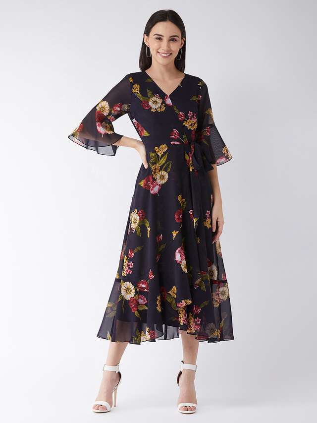 miss chase Floral V-Neck Polyester Women Dress-picture-23