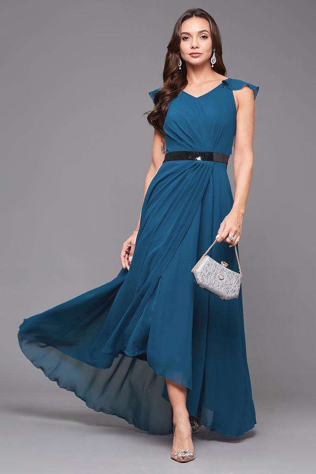 miss chase Solid V-Neck Georgette Women Dress-picture-16