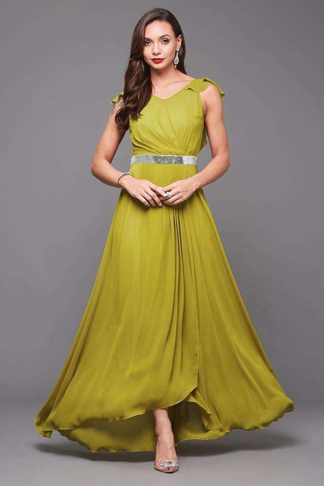 miss chase Solid V-Neck Georgette Women Dress-picture-16