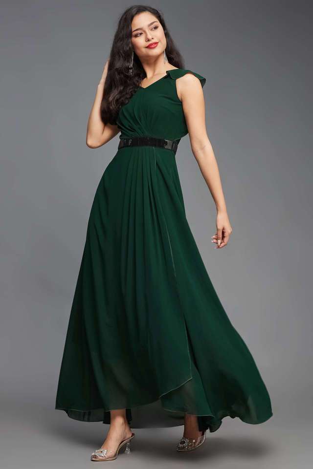 miss chase Solid V-Neck Rayon Women Dress-picture-25