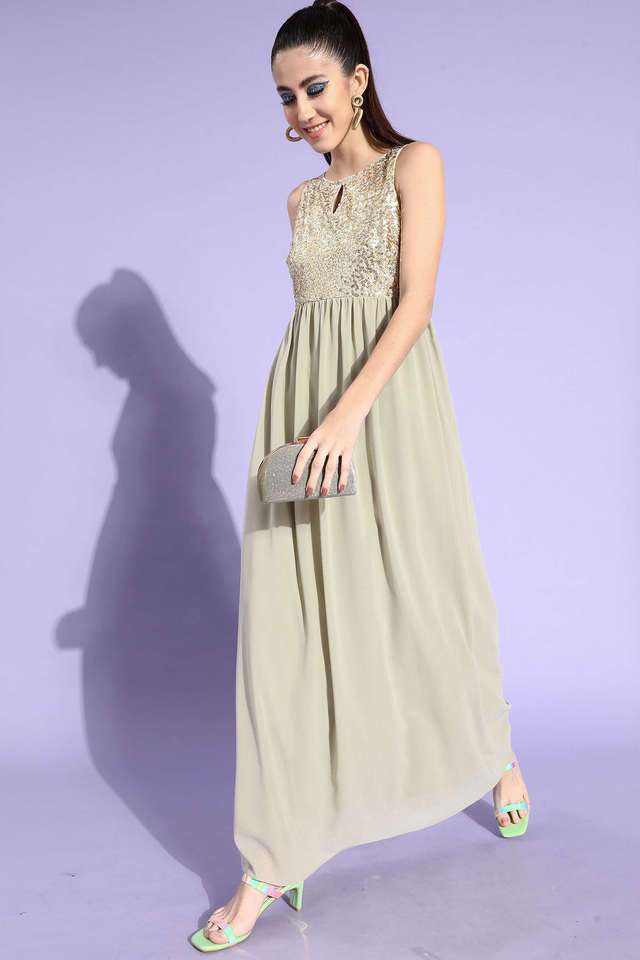 miss chase Solid Round Neck Georgette Women Dress-picture-21