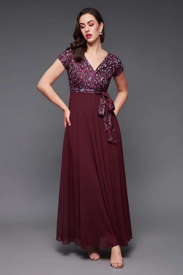 miss chase Textured V-Neck Georgette Women Dress-picture-17