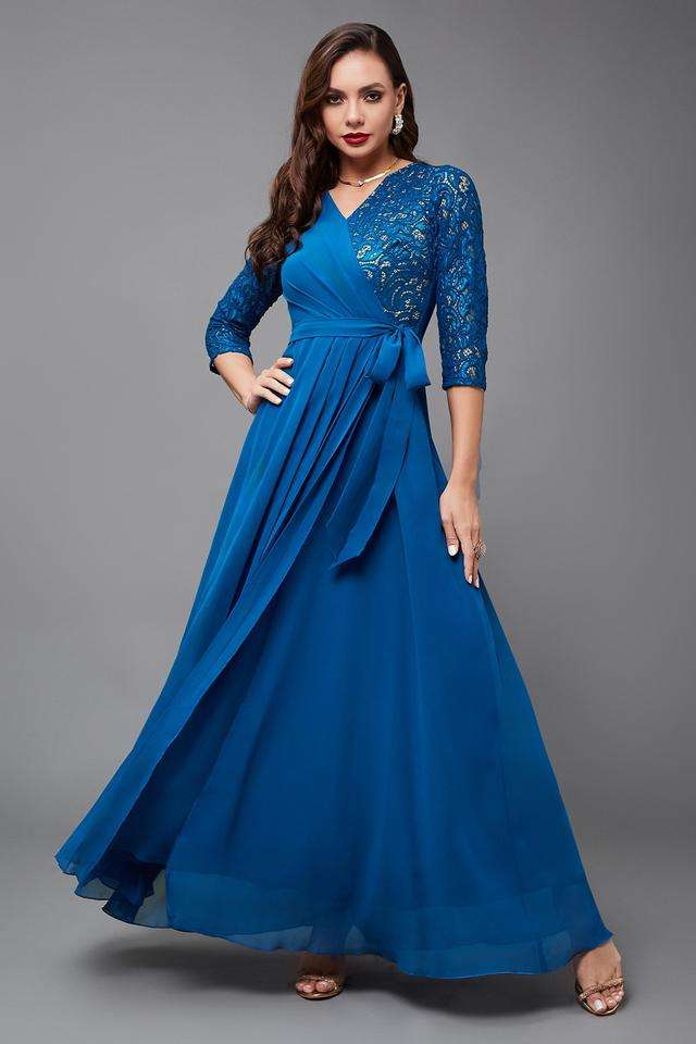 miss chase Textured V-Neck Georgette Women Dress-picture-38