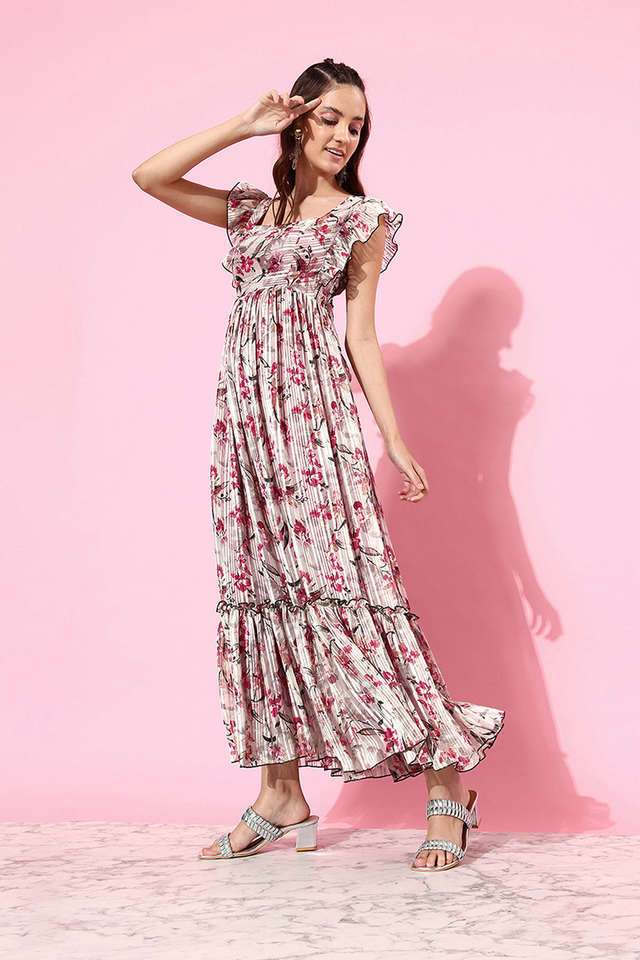 miss chase Floral Square Neck Georgette Women Dress-picture-27
