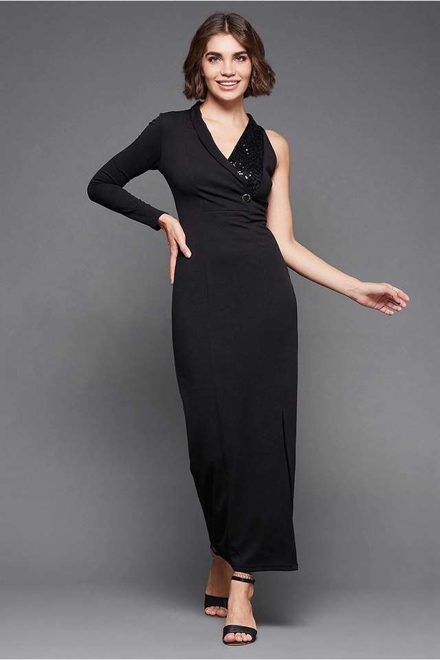 miss chase Solid V-Neck Polyester Women Dress-picture-31