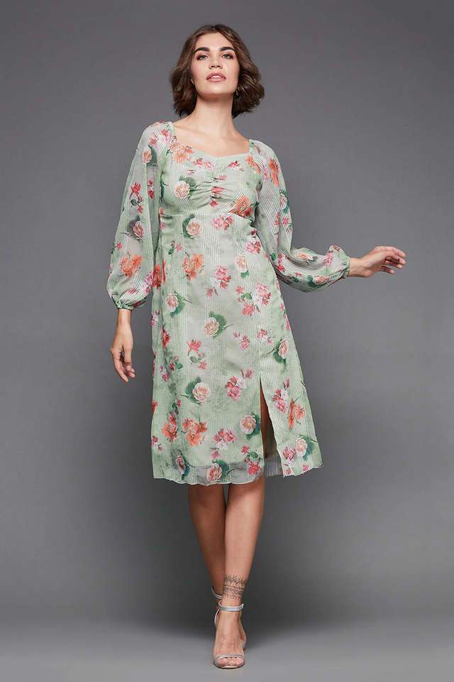 miss chase Floral Sweetheart Neck Georgette Women Dress-picture-40