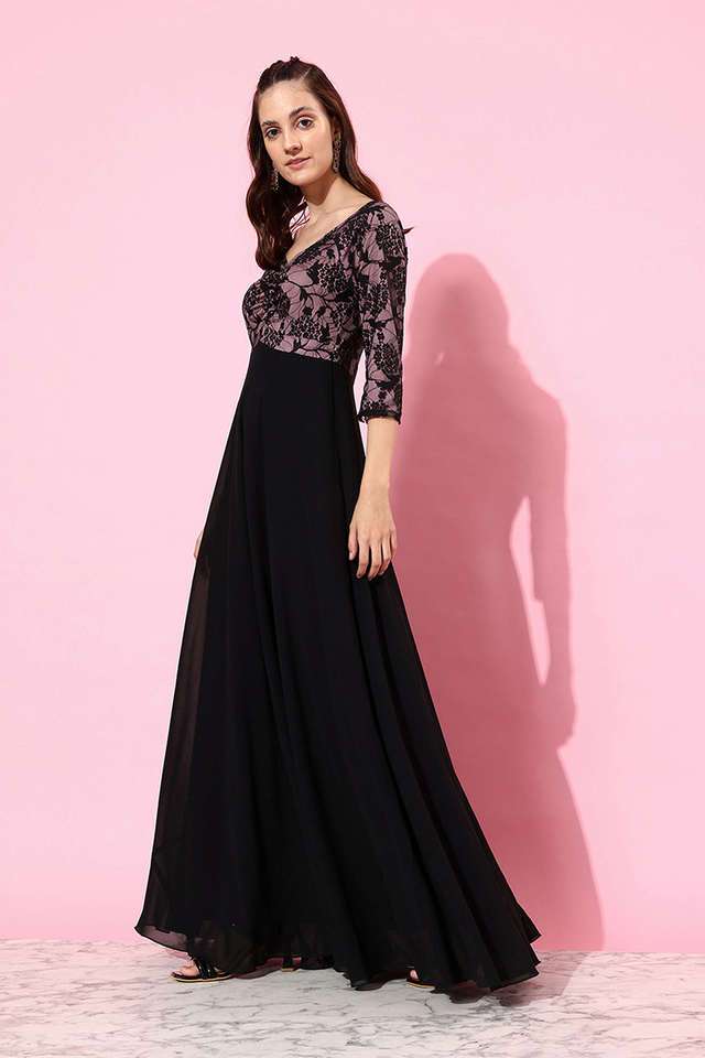 miss chase Textured Sweetheart Neck Georgette Women Dress-picture-12
