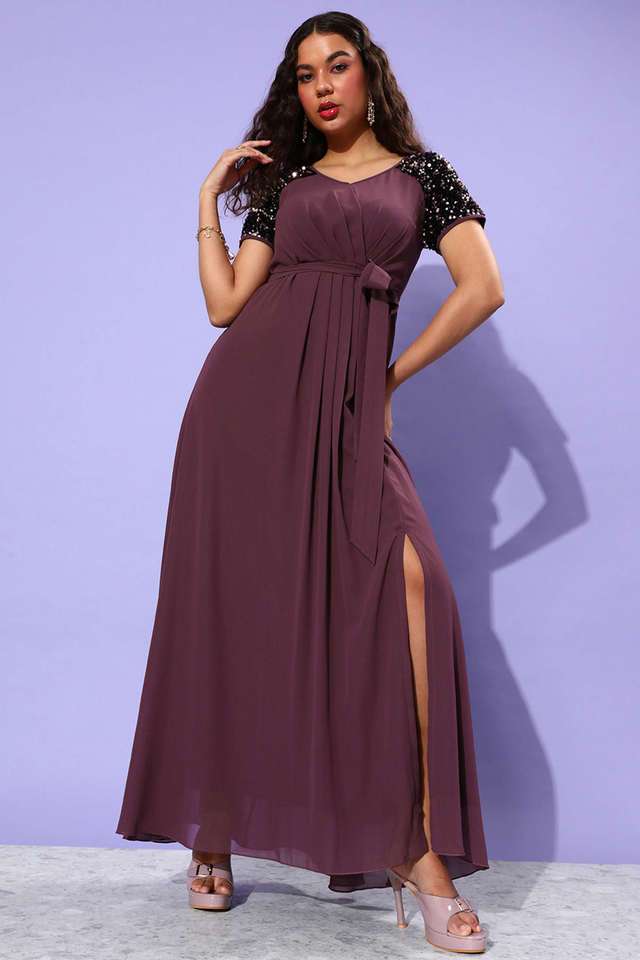 miss chase Embellished V-Neck Polyester Women Dress-picture-33