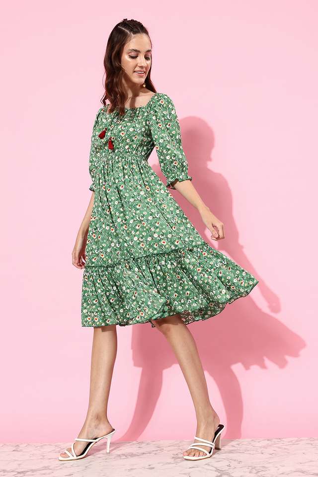 miss chase Floral Square Neck Blended Fabric Women Dress-picture-38