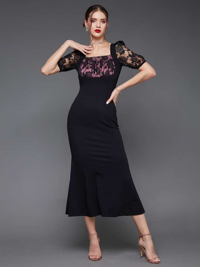 miss chase Solid Square Neck Polyester Women Dress-picture-40