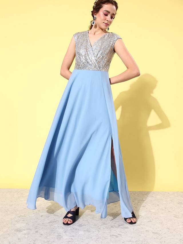 miss chase Solid V-Neck Polyester Women Dress-picture-36