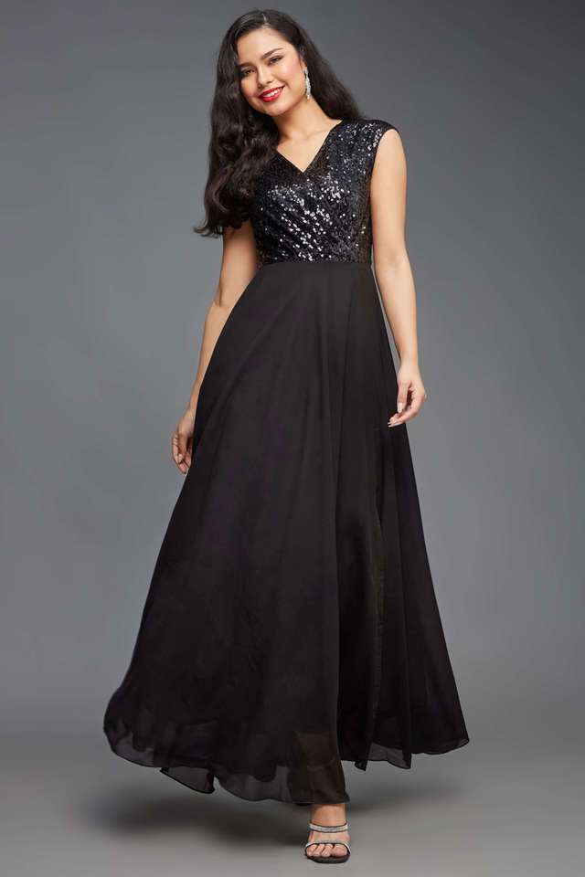 miss chase Solid V-Neck Polyester Women Dress-picture-40