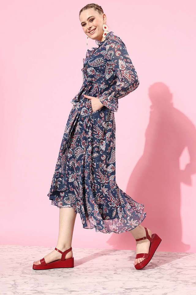 miss chase Printed V-Neck Polyester Women Dress-picture-39
