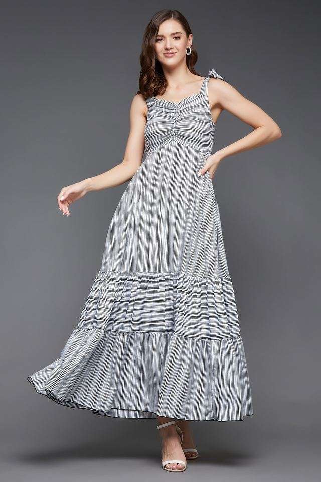 miss chase Stripes Sweetheart Neck Rayon Women Dress-picture-39