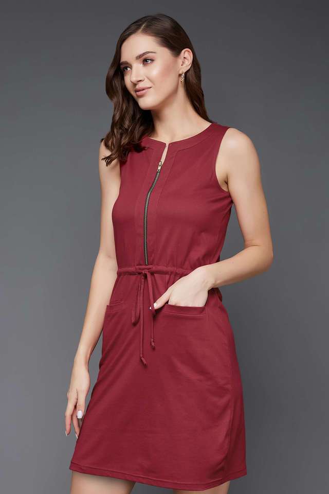 miss chase Solid Round Neck Cotton Women Dress-picture-40