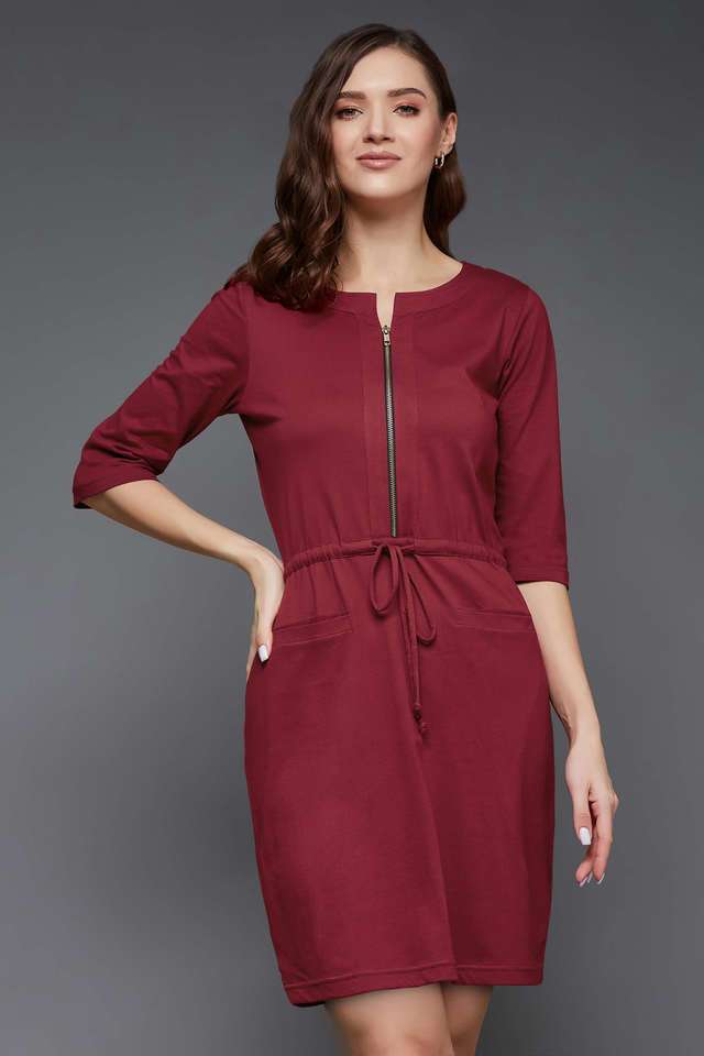 miss chase Solid Round Neck Cotton Women Dress-picture-22