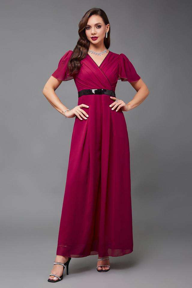 miss chase Solid Short Sleeves Georgette Women's Ankle Length Jumpsuit-picture-21