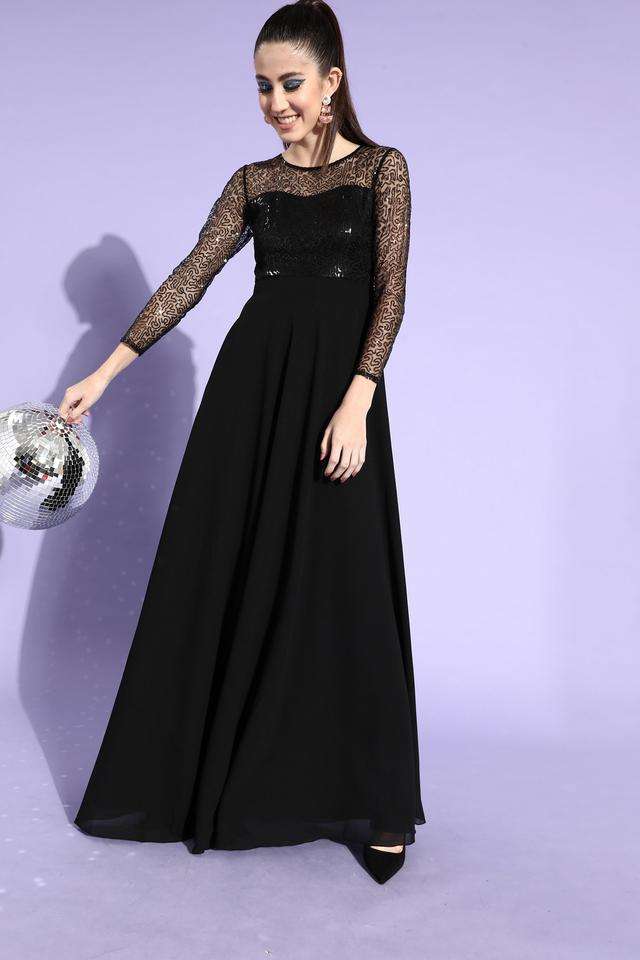 miss chase Embellished Round Neck Georgette Women Dress-picture-37