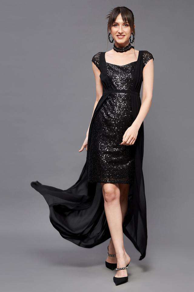 miss chase Embellished Sweetheart Neck Georgette Women Dress-picture-12