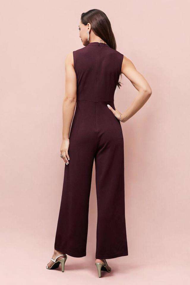 Buy Miss Chase Maroon Embellished Sleeveless Polyester Women's