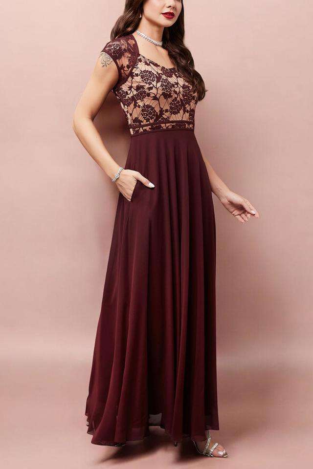 miss chase Floral V-Neck Georgette Women Dress-picture-16