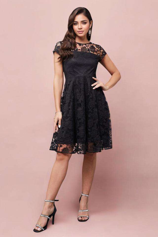 miss chase Embellished Round Neck Lace Women Dress-picture-15