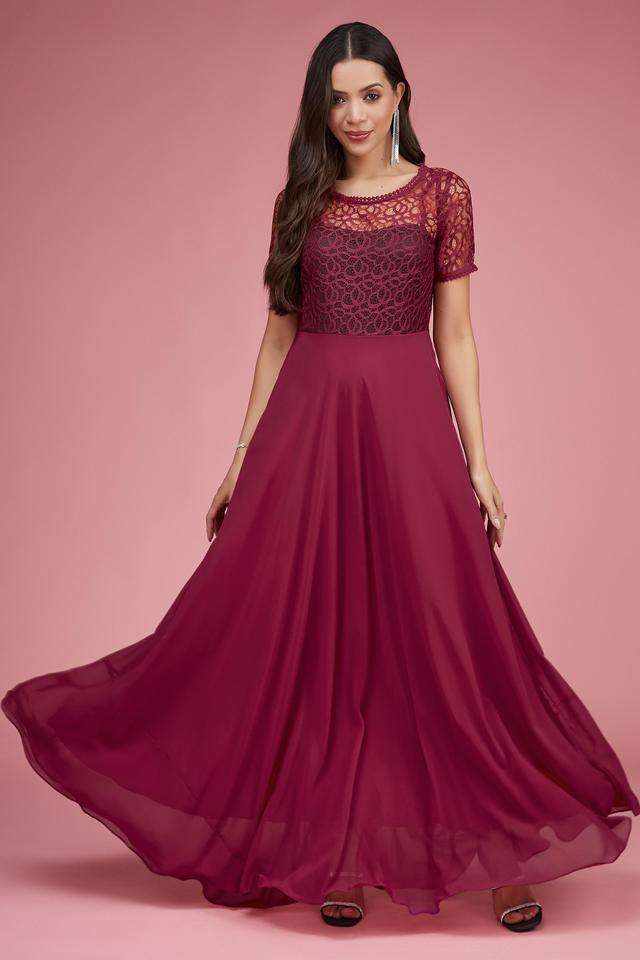 miss chase Solid Round Neck Georgette Women Dress-picture-44
