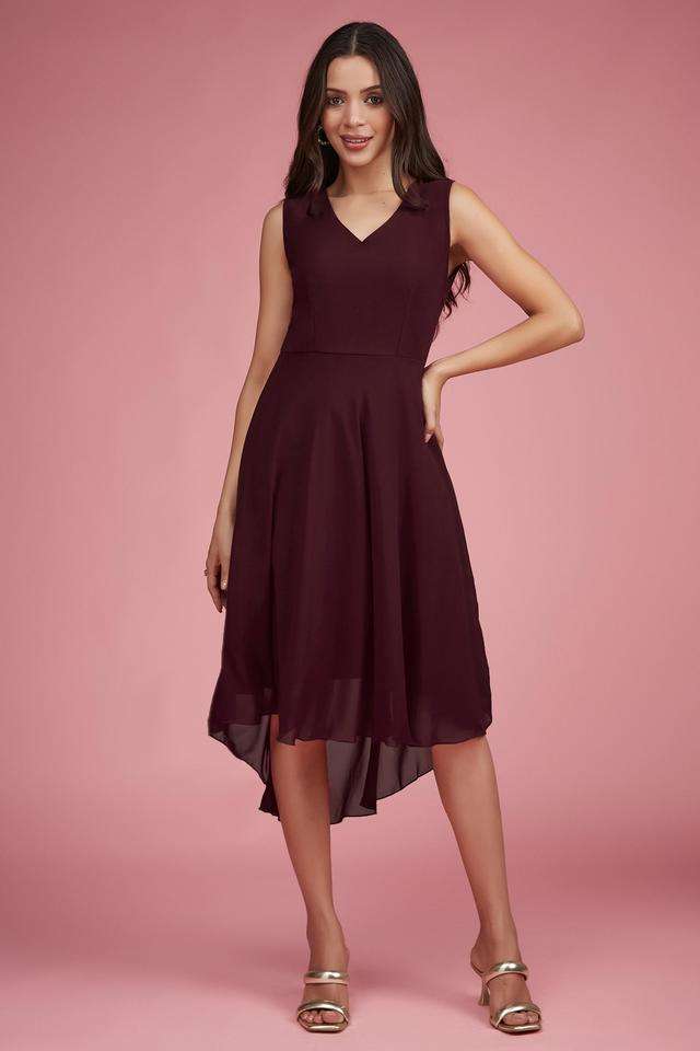 miss chase Solid V-Neck Georgette Women Dress-picture-37